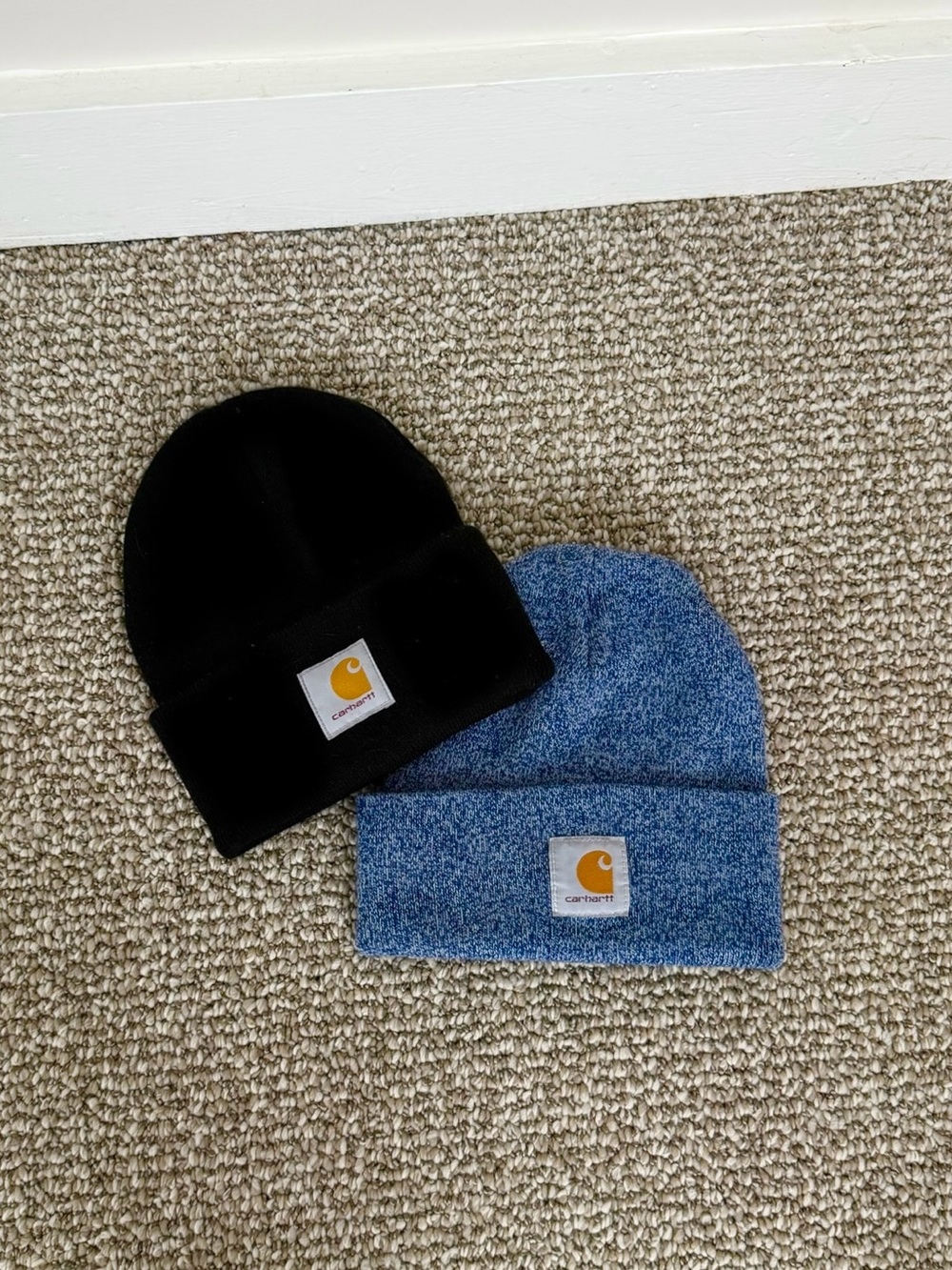 Carhartt Men’s Black & Blue Knit Beanie Bundle of 2